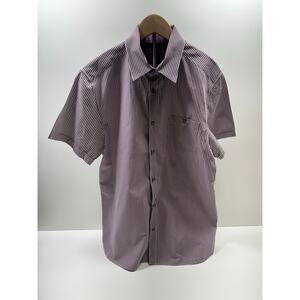 Ted Baker London Men’s Short Sleeve Button Front Shirt Sz 4 Purple Plaid Preppy
